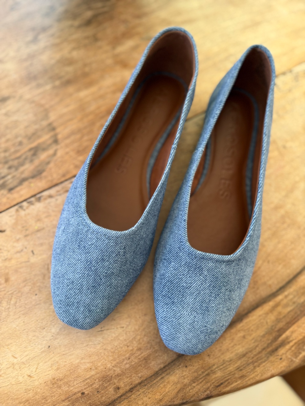 AEROSOLES Denim-Look Light Blue Ballet Flats